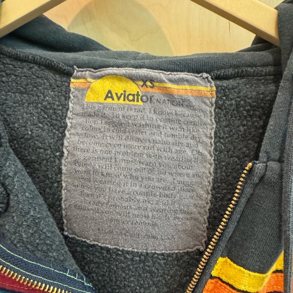 Aviator Nation Charcoal Hoodie with Rainbow Accents - Picture 2 of 3